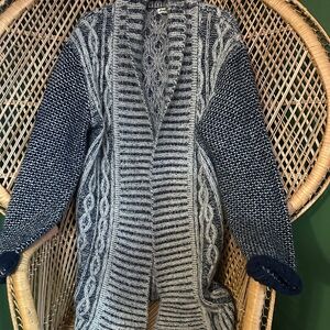 Love Riche Navy and Gray Knit Cardigan
